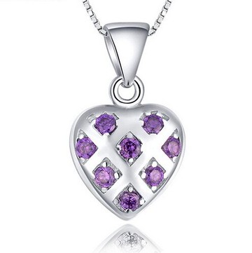 現貨+預購 925純銀項鍊 鑲鑽吊墜-簡約真愛心型母親節生日情人節禮物女配件73v33【獨家進口】【米蘭精品】