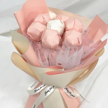 DIY棒棒糖捧花束材料包 15~17 x 20~24cm 63g  藕粉色 + 煙白色  3包