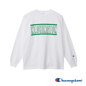 Champion 官方直營-純棉CASUAL 寬版印花長袖TEE-男(白色)