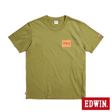 EDWIN 男裝 仿皮牌印花 LOGO短袖T恤-灰綠色