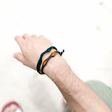 皮革手鍊/雙卷男士