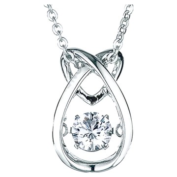 Crossfor Dancing Stone系列 s925純銀懸浮閃動項鍊 鋯石 鍊長40+5cm  繫上相戀  繫上相戀 銀色