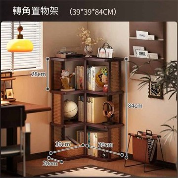 拐角收納書櫃 轉角櫃靠牆一體置物架 三角櫃 牆角置物架