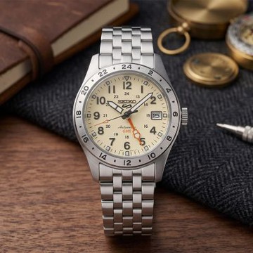 SEIKO 精工 5 Sports Field Series 軍裝風格雙時區機械錶 暑期質感選物 送禮首選-39.4mm (HDB002/4R34-00C0S)_SK045