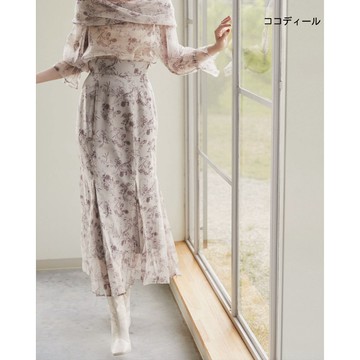 【ココディール】粉色烏干紗印花褶裙 O6Q17164