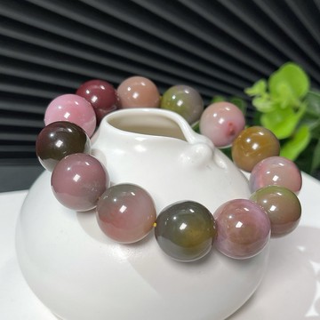 畢業級大顆粒老料濃郁色鹽源瑪瑙手釧手錬 潤如瓊脂 國色凝香