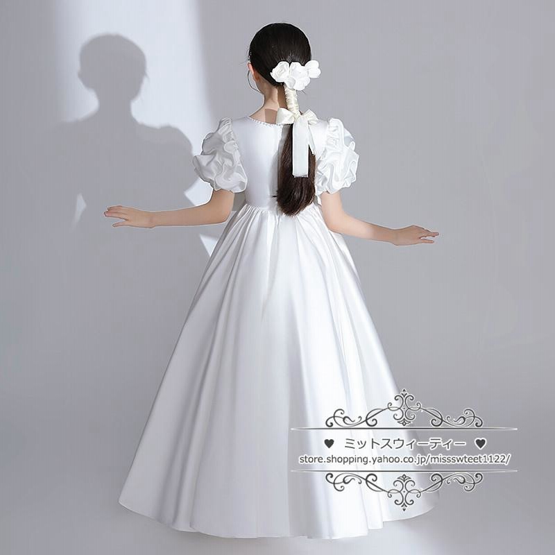 キッズ ドレス 子供ドレス パフスリーブ ホワイト サテン ワンピース 女子 ピアノ 発表会 フォーマル 子ども 結婚式 ガールズ イベント ステージ衣装 おしゃれ 通販 Lineポイント最大0 5 Get Lineショッピング