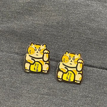快速出貨招福胖貓 金屬徽章