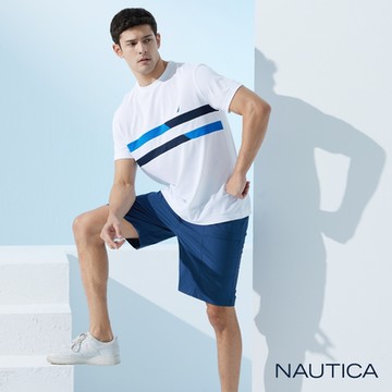NAUTICA男裝 吸濕排汗休閒短褲-藍色