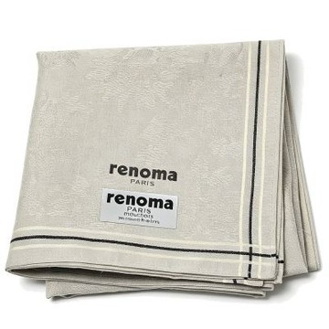 renoma PARIS 日本製淺灰暗紋簡約直線字母LOGO圖騰帕巾(48CM)