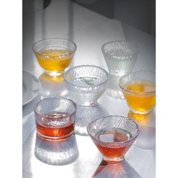 日式錘紋玻璃茶杯6只裝客人杯喝茶功夫茶茶具小杯子透明水晶酒杯