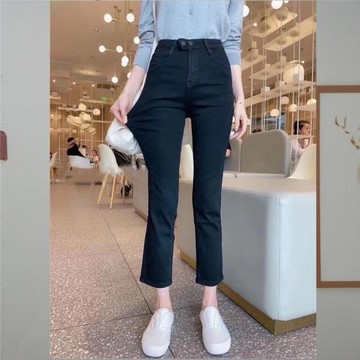 660080yy2025秋冬直筒緊身黑色煙管顯瘦九分褲·彈力打底牛仔褲女