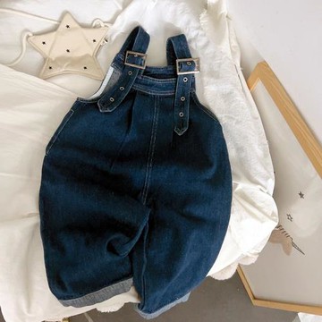 俏皮有范~韓國童裝 秋男女兒童寶寶寬松背帶褲休閑工裝吊帶褲