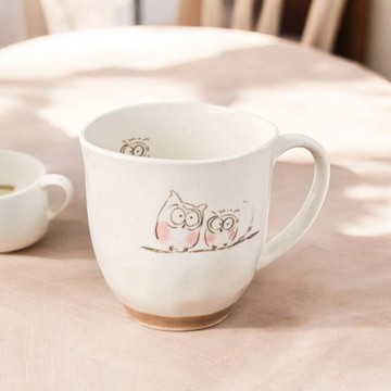 日本美濃燒 貓頭鷹 杯子 | 紅茶杯 咖啡杯 陶瓷杯 微波爐 吉祥物 洗碗機 迷你杯子 茶杯 日本