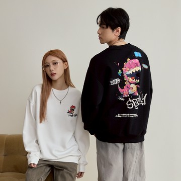 LAKING-童趣恐龍背圖大學T