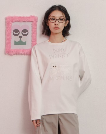 躲貓貓貼布繡長袖T恤(兩色)