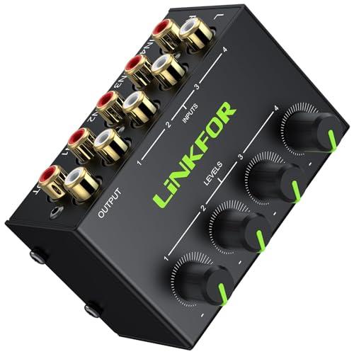 LiNKFOR ステレオミニミキサー RCA 4チャンネルパッシブミキサー