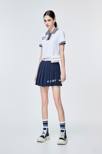 字母印花迷你百褶裙