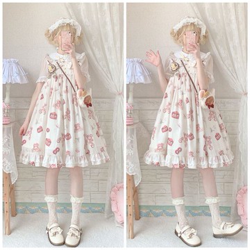 全款現貨 熊熊又餓了 洛麗塔吊帶甜美可人jsk萌妹Lolita連衣裙