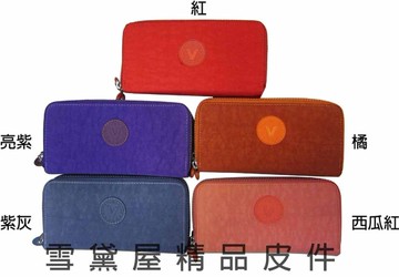 ~雪黛屋~Velamtino 長型女用休閒皮夾進口專櫃防水尼龍布材雙拉鍊包覆型主袋設計A136-102