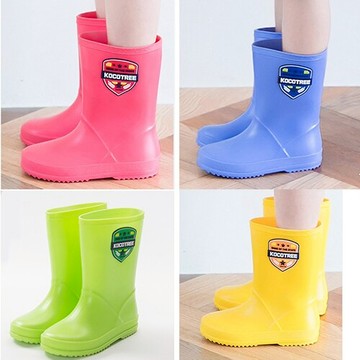 WallFree窩自在★亮眼水果色質感英倫標誌LOGO純色PVC兒童雨鞋