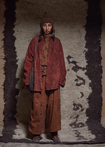 復古文青 羊毛混紡植物染襯衫 印花襯衣