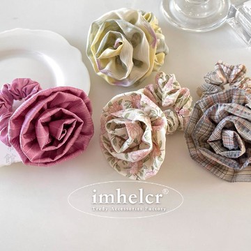 🔥2件9折🍊臺北出貨🍊可開發票日韓ins新色玫瑰花髮圈小衆面料溫柔田園風氣質高馬尾發繩髮飾女
