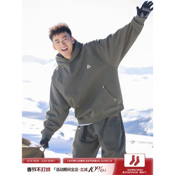 呂小虎加絨加厚連帽衛衣男冬季男生套頭帶帽上衣青少年保暖帽衫潮