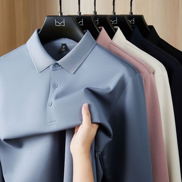 秋冬重磅260g曼巴棉翻領男士長袖POLO衫 輕商務純色男POLO衫定制鑫弘-衣錦男裝