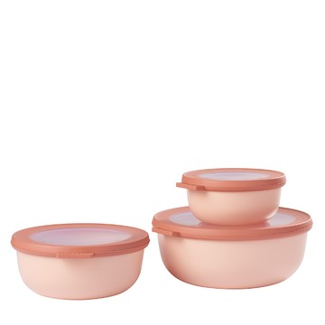 Mepal Cirqula 圓形密封保鮮盒淺型3件組350ml+750ml+1.25L粉
