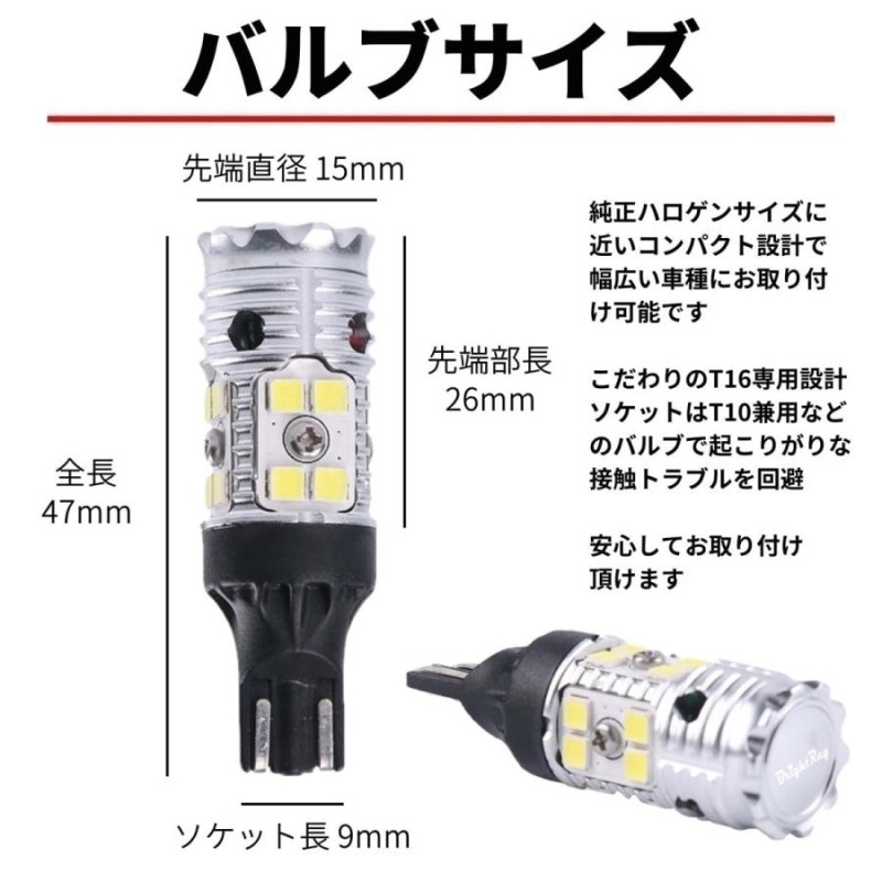 ホンダ フィット 新型 GR系 GR1 GR2 GR3 GR4 GR5 GR6 GR7 GR8 バックランプ 専用 LEDバルブ T16 バックライト  2本セット 爆光 3000ルーメン ブライトレイ | LINEショッピング