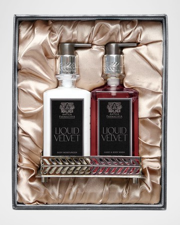 Liquid Velvet Silver Bath & Body Gift Box with Silver Tray, 2 x 10 oz.