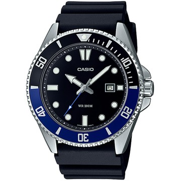 CASIO 新槍魚系列黑水鬼200米潛水錶/黑藍/MDV-107-1A2