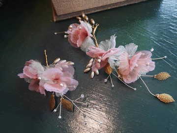 手工新娘飾品  桃樂絲夢境-紗花髮飾組