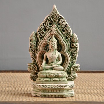 泰國進口佛像沙雕兩件套擺件東南亞家居裝飾鎮宅辟邪桌面禪意擺件1入