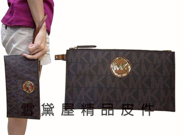 限時 滿3千賺10%點數↘ | ~雪黛屋~MICHAEL KORS手拿包國際品牌拉鍊式主袋進口防水防刮皮革大型長夾隨身輕巧分類包35S4GFTW3B