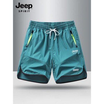 吉普男士短褲夏季冰絲五分褲男褲寬松休閑褲跑步新款運動褲子男裝
