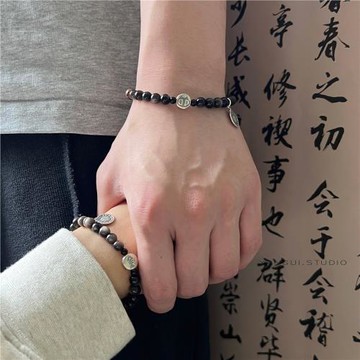 Yangui「詠貓詠魚」原創九宮八卦牌純銀925小眾設計手鏈情侶手飾