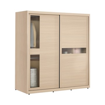 Boden-米達5.9尺長虹玻璃衣櫃推/拉門衣櫃(三吊桿+五格)-176x60x202cm