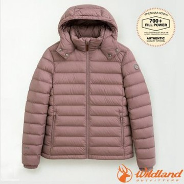 【荒野 WildLand】女 700FP可拆帽輕暖羽絨外套.保暖夾克.大衣.雪衣/ 0B32101-205 野玫瑰粉