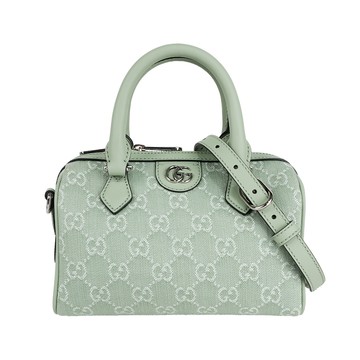 GUCCI GG 牛仔帆布小款二用波士頓包(淺綠色)