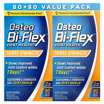 Osteo Bi-Flex, 關節健康，三重功效，2 包，每包 80 片包衣片劑