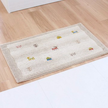 日製游牧民族風威爾頓編織玄關地墊-50x80cm 沙棕