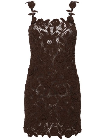 Blumarine - floral-crochet cotton-blend minidress - women - Polyamide/Cotton - S - Brown