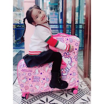 HELLO KITTY兒童行李箱拉桿箱可坐可騎卡通萬向輪女孩騎行旅行箱