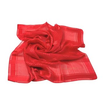 BALENCIAGA 巴黎世家蠶絲紅底暗紋格紋字母LOGO圖騰大帕領巾(60CM)