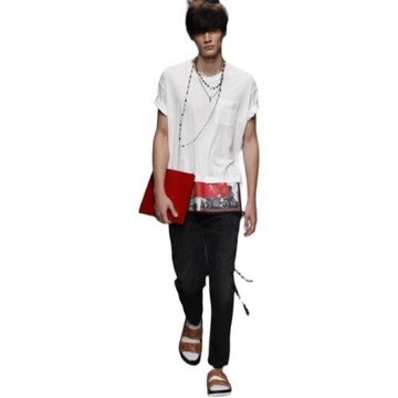 Mihara yasuhiro 三原康裕 16SS稀少玩味設計 白色印花襯衫 IT46