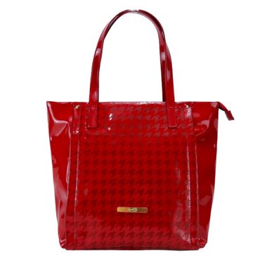 agnes.b 金屬條logo千鳥紋手提包-紅/展示品