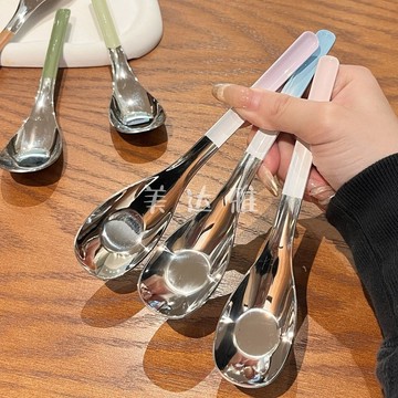 ☀️免運臺灣有貨☀️316不銹鋼勺子食品級家用精緻韓式長柄湯勺痠奶勺深湯匙高顔值