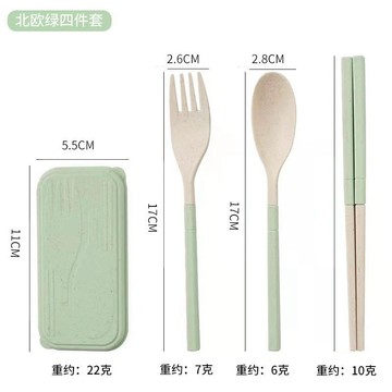 💥臺灣有貨🌈免運!💥出門旅行小麥秸稈餐具三件套筷子勺子叉子學生摺疊便攜餐具套裝熱賣